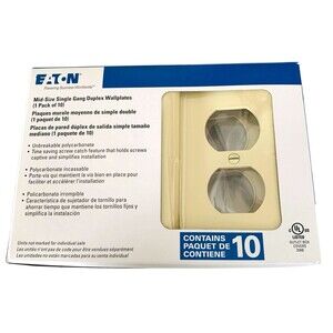 Eaton Mid-Size Single Gang Duplex Wallplates (1 Pkg of 10) Unbreakable New Boxed
